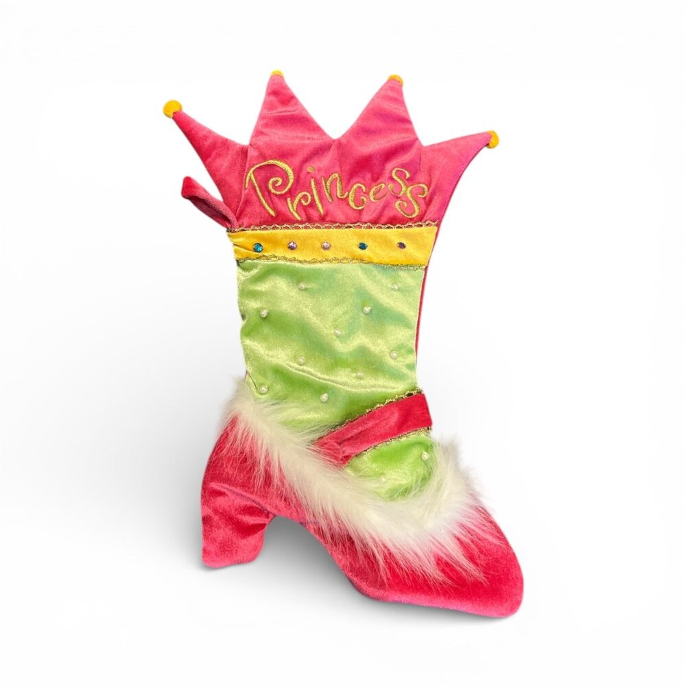 Dan Dee 20" PRINCESS Heeled Boot Pink Velvet Stocking Birthday Christmas Novelty